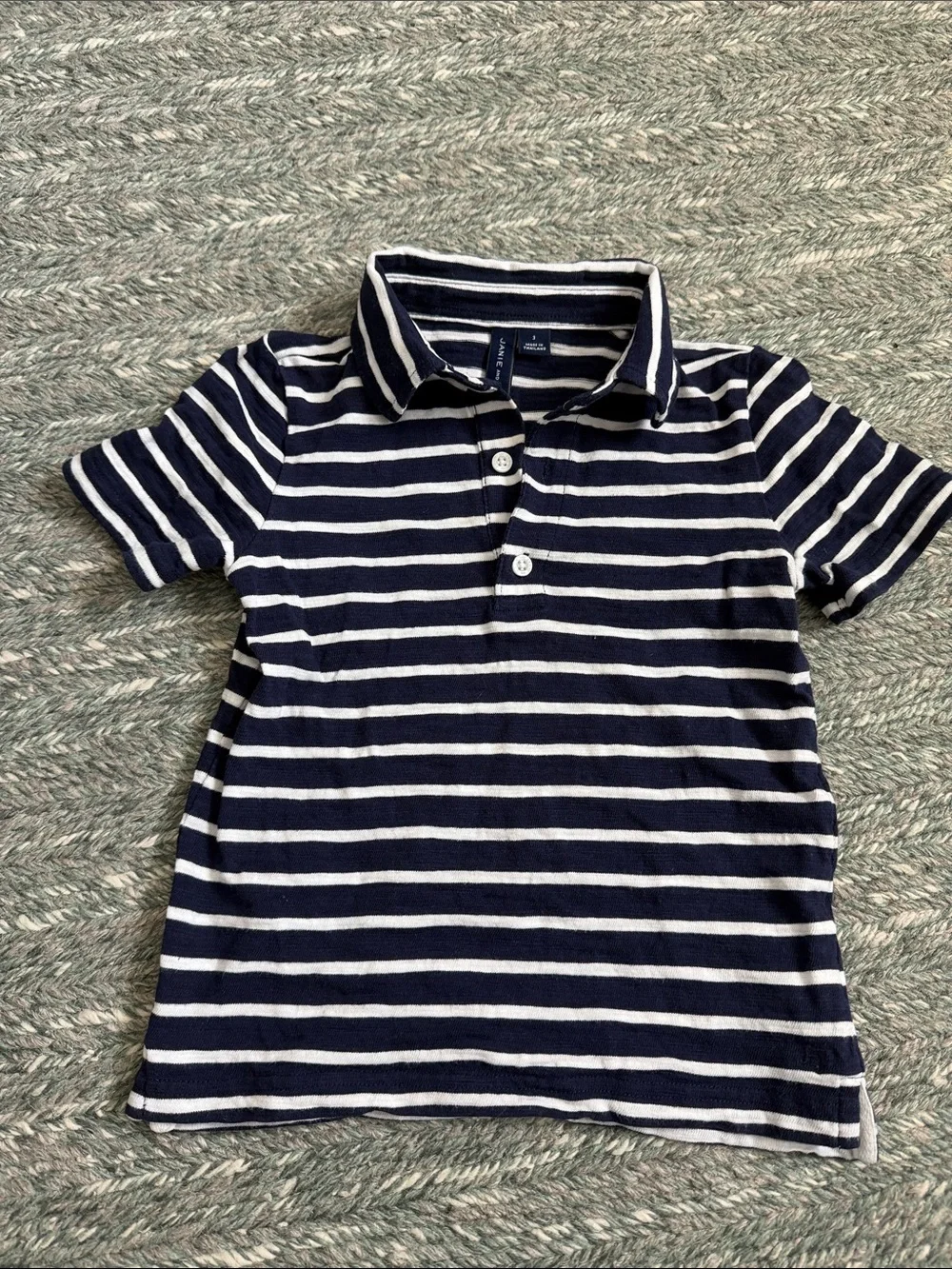 Janie and Jack Navy and White Striped Polo